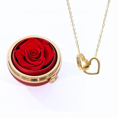 Pudełko „Amor Eterno” Rosa Real Preservada + personalizacja kołnierza