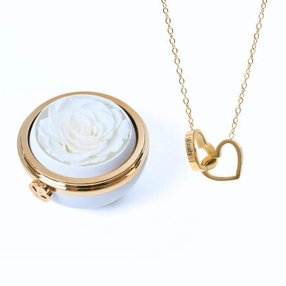 Pudełko „Amor Eterno” Rosa Real Preservada + personalizacja kołnierza